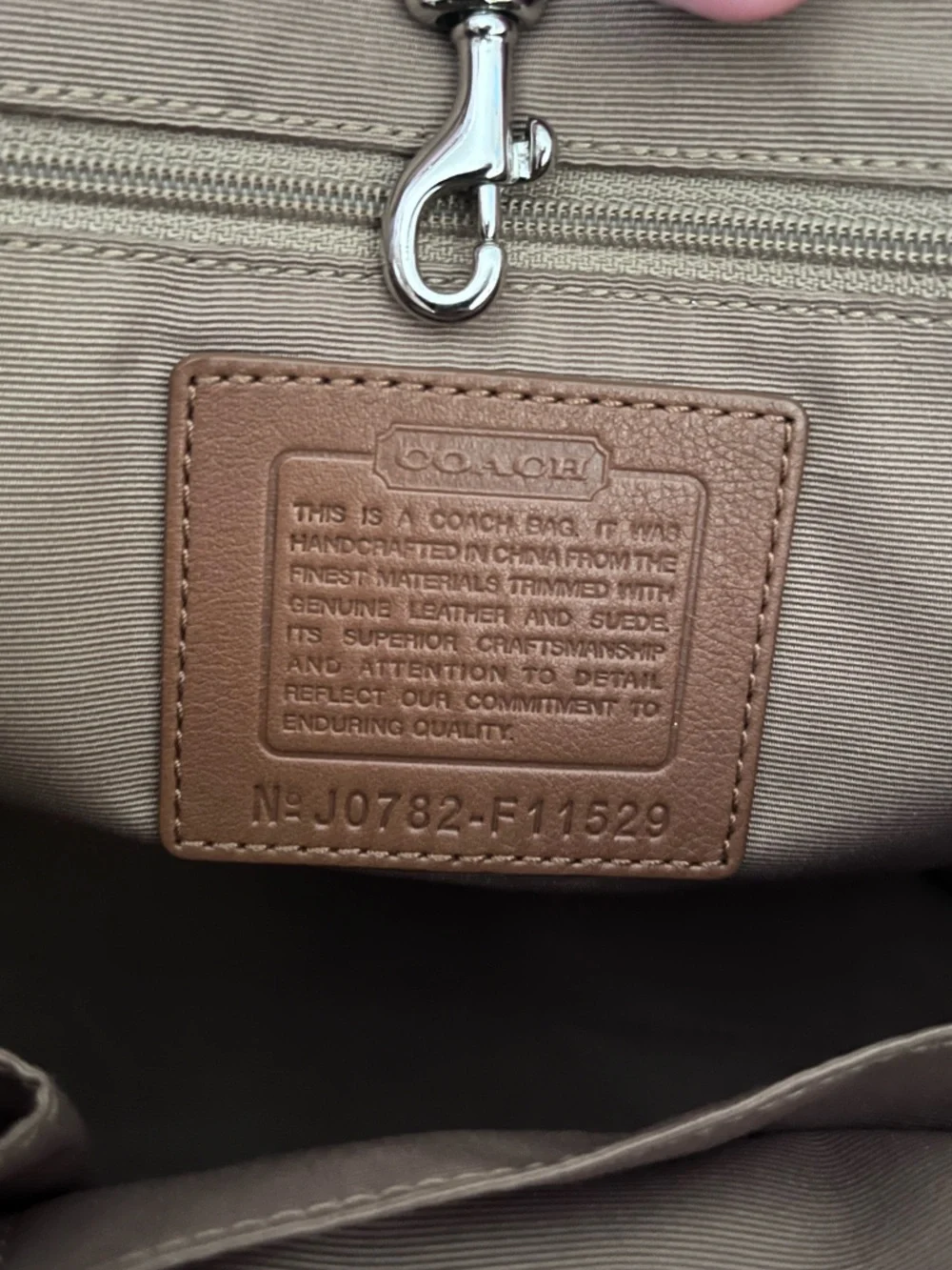 Coach Signature Patchwork stripe Tote in Brown, Tan and Cream - Picture 12 of 12